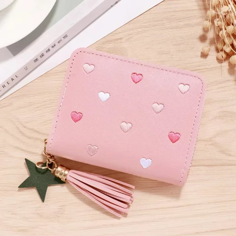 Women Small Wallet Ladies Mini Tassel Wallet Cute Girl Short Zipper Lovely Pu Leather Coin Purse Female Hand Wallet Purse 1PC